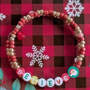 BELIEVE Christmas Memory Wire Bracelet